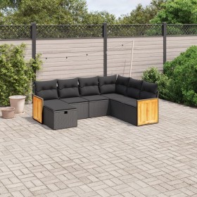 7-teiliges Garten-Essset und schwarze Kissen aus synthetischem Rattan von , Gartensets - Ref: Foro24-3265759, Preis: 456,82 €...