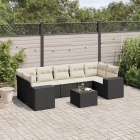 8-teiliges Gartensofa-Set und schwarze synthetische Rattankissen von , Modulare Sofas für den Außenbereich - Ref: Foro24-3222...