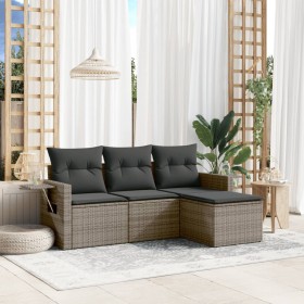 4-piece garden sofa set and gray synthetic rattan cushions by , Garden sets - Ref: Foro24-3220069, Price: 265,46 €, Discount: %