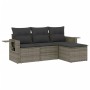 4-piece garden sofa set and gray synthetic rattan cushions by , Garden sets - Ref: Foro24-3220069, Price: 272,75 €, Discount: %