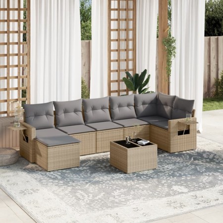 Gartensofa-Set mit beigen Kissen 8 Stück PE-Rattan von , Gartensets - Ref: Foro24-3220488, Preis: 549,44 €, Rabatt: %