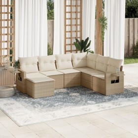 7-teiliges Gartensofa-Set und beigefarbene synthetische Rattankissen von , Gartensets - Ref: Foro24-3220497, Preis: 531,84 €,...