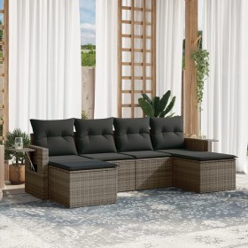 6-piece garden furniture set and gray synthetic rattan cushions by , Garden sets - Ref: Foro24-3220519, Price: 359,89 €, Disc...