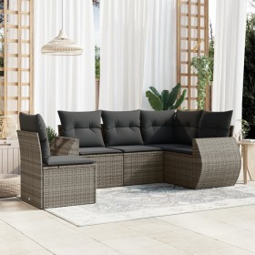 Gartensofa-Set mit Kissen, 5-teilig, graues synthetisches Rattan von , Gartensets - Ref: Foro24-3221369, Preis: 373,62 €, Rab...