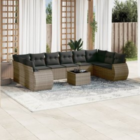 11-teiliges Gartensofa-Set und graue synthetische Rattankissen von , Modulare Sofas für den Außenbereich - Ref: Foro24-322187...