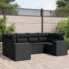 6-teiliges Gartensofa-Set und schwarze synthetische Rattankissen von , Gartensets - Ref: Foro24-3222974, Preis: 441,63 €, Rab...