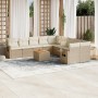 Set de sofás de jardín 11pzas con cojines ratán sintético beige de , Sofás modulares de exterior - Ref: Foro24-3224756, Preci...