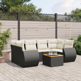 7-teiliges Garten-Essset und schwarze Kissen aus synthetischem Rattan von , Gartensets - Ref: Foro24-3224901, Preis: 483,64 €...