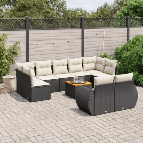 Set de sofás de jardín 10 pzas cojines ratán sintético negro de , Conjuntos de jardín - Ref: Foro24-3225153, Precio: 628,29 €...