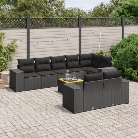 8-teiliges Gartensofa-Set und schwarze synthetische Rattankissen von , Gartensets - Ref: Foro24-3225530, Preis: 696,19 €, Rab...