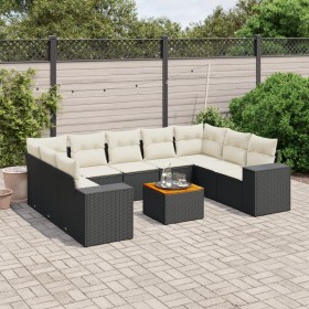 Gartensofa-Set 10-teilig mit schwarzen synthetischen Rattankissen von , Gartensets - Ref: Foro24-3225587, Preis: 639,81 €, Ra...