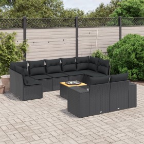 Gartensofa-Set 10-teilig mit schwarzen synthetischen Rattankissen von , Gartensets - Ref: Foro24-3225593, Preis: 629,48 €, Ra...