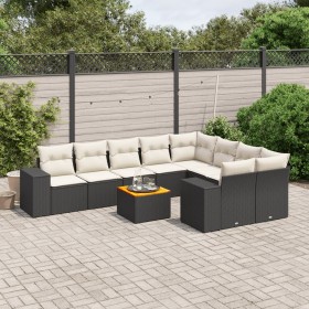 Gartensofa-Set 10-teilig mit schwarzen synthetischen Rattankissen von , Gartensets - Ref: Foro24-3225601, Preis: 624,52 €, Ra...