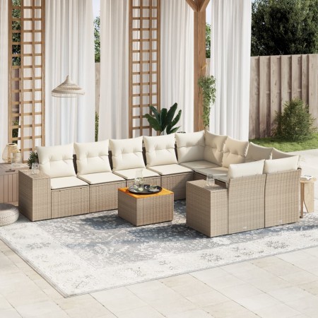 Garden sofa set with beige cushions 10 pieces synthetic rattan by , Garden sets - Ref: Foro24-3225603, Price: 766,78 €, Disco...