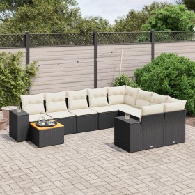 Set de sofás de jardín 10 pzas cojines ratán sintético negro de , Conjuntos de jardín - Ref: Foro24-3225608, Precio: 639,81 €...