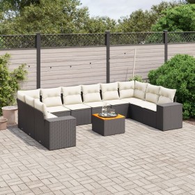 11-teiliges Gartensofa-Set und schwarze synthetische Rattankissen von , Gartensets - Ref: Foro24-3225615, Preis: 731,30 €, Ra...