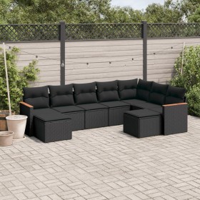 8-piece garden sofa set and black synthetic rattan cushions by , Garden sets - Ref: Foro24-3226538, Price: 523,66 €, Discount: %