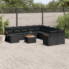 Gartensofa-Set 12-teilig mit schwarzen synthetischen Rattankissen von , Gartensets - Ref: Foro24-3226573, Preis: 711,77 €, Ra...