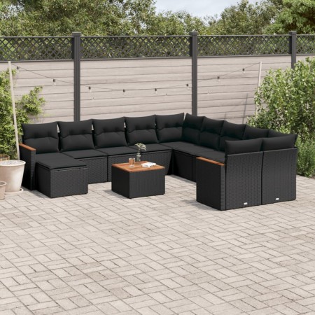 Gartensofa-Set 12-teilig mit schwarzen synthetischen Rattankissen von , Gartensets - Ref: Foro24-3226573, Preis: 689,65 €, Ra...