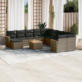 12-teiliges Gartensofa-Set mit grauen synthetischen Rattankissen von , Gartensets - Ref: Foro24-3226578, Preis: 725,02 €, Rab...