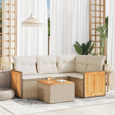 Garden sofa set with cushions 5 pieces beige synthetic rattan by , Garden sets - Ref: Foro24-3227619, Price: 451,27 €, Discou...