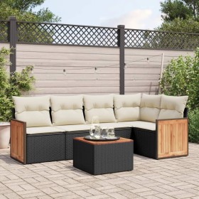 6-piece garden sofa set and black synthetic rattan cushions by , Garden sets - Ref: Foro24-3227631, Price: 406,99 €, Discount: %