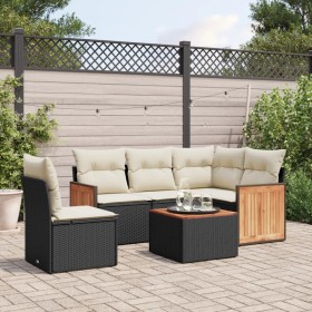 6-piece garden sofa set and black synthetic rattan cushions by , Garden sets - Ref: Foro24-3227659, Price: 406,26 €, Discount: %