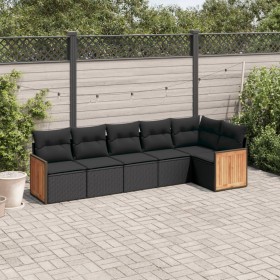 6-piece garden sofa set and black synthetic rattan cushions by , Garden sets - Ref: Foro24-3227665, Price: 408,42 €, Discount: %