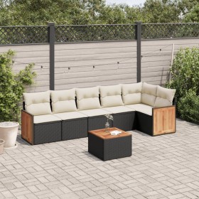 7-teiliges Garten-Essset und schwarze Kissen aus synthetischem Rattan von , Gartensets - Ref: Foro24-3227673, Preis: 448,24 €...