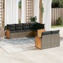 7-piece garden sofa set with gray PE rattan cushions by , Garden sets - Ref: Foro24-3227824, Price: 536,65 €, Discount: %