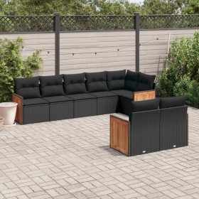 8-teiliges Gartensofa-Set und schwarze synthetische Rattankissen von , Gartensets - Ref: Foro24-3227826, Preis: 539,54 €, Rab...