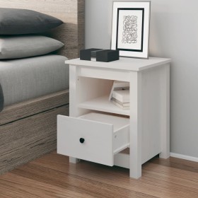 Solid white pine wood bedside table 40x35x49 cm by vidaXL, Nightstands - Ref: Foro24-813711, Price: 57,67 €, Discount: %