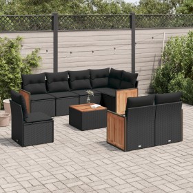 8-teiliges Gartensofa-Set und schwarze synthetische Rattankissen von , Gartensets - Ref: Foro24-3227847, Preis: 583,14 €, Rab...