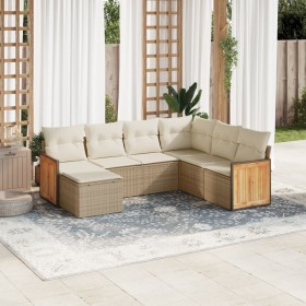 7-teiliges Gartensofa-Set und beige synthetische Rattankissen von , Gartensets - Ref: Foro24-3227885, Preis: 528,61 €, Rabatt: %