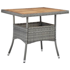 Synthetic rattan dining table for garden with gray acacia wood by vidaXL, Garden tables - Ref: Foro24-46172, Price: 130,56 €,...