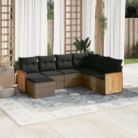 7-piece garden sofa set with gray PE rattan cushions by , Garden sets - Ref: Foro24-3227887, Price: 476,14 €, Discount: %