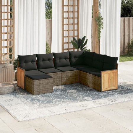 Set de sofás de jardín 7 piezas con cojines ratán PE gris de , Conjuntos de jardín - Ref: Foro24-3227887, Precio: 467,41 €, D...