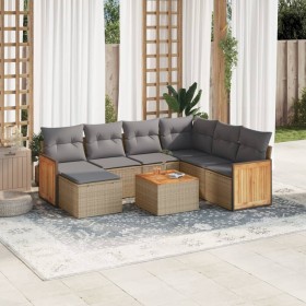 Gartensofa-Set mit beigen Kissen 8 Stück PE-Rattan von , Gartensets - Ref: Foro24-3227893, Preis: 533,99 €, Rabatt: %