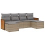 Gartensofa-Set mit Kissen, 6-teilig, beiges synthetisches Rattan von , Gartensets - Ref: Foro24-3227900, Preis: 377,29 €, Rab...