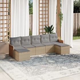 Set sofás de jardín 7 piezas y cojines ratán sintético beige de , Conjuntos de jardín - Ref: Foro24-3227914, Precio: 431,86 €...