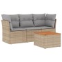 Gartensofa-Set mit beigem Kissenmix, 4-teilig aus PE-Rattan von , Gartensets - Ref: Foro24-3255800, Preis: 263,76 €, Rabatt: %