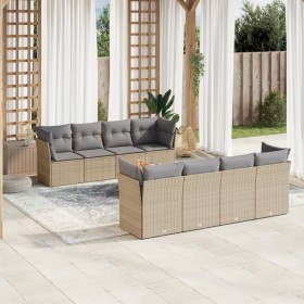 Gartensofa-Set mit beigem Kissenmix, 9-teilig aus PE-Rattan von , Gartensets - Ref: Foro24-3255856, Preis: 648,60 €, Rabatt: %