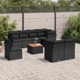 8-teiliges Gartensofa-Set und schwarze synthetische Rattankissen von , Gartensets - Ref: Foro24-3256069, Preis: 639,96 €, Rab...