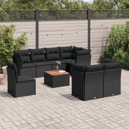 8-teiliges Gartensofa-Set und schwarze synthetische Rattankissen von , Gartensets - Ref: Foro24-3256069, Preis: 638,03 €, Rab...