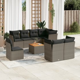 Set de muebles de jardín 9 pzas y cojines ratán sintético gris de , Conjuntos de jardín - Ref: Foro24-3256074, Precio: 551,99...