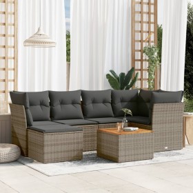 7-piece garden sofa set with gray PE rattan cushions by , Garden sets - Ref: Foro24-3256081, Price: 409,99 €, Discount: %