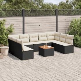 Gartensofa-Set 10-teilig mit schwarzen synthetischen Rattankissen von , Gartensets - Ref: Foro24-3256119, Preis: 562,11 €, Ra...