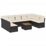 Gartensofa-Set 10-teilig mit schwarzen synthetischen Rattankissen von , Gartensets - Ref: Foro24-3256119, Preis: 562,11 €, Ra...