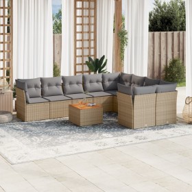 Gartensofa-Set mit beigen Kissen, 10-teilig, synthetisches Rattan von , Gartensets - Ref: Foro24-3256150, Preis: 702,03 €, Ra...