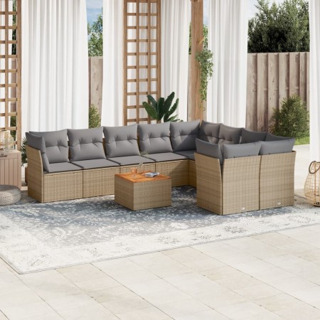 Garden sofa set with beige cushions 10 pieces synthetic rattan by , Garden sets - Ref: Foro24-3256150, Price: 702,03 €, Disco...